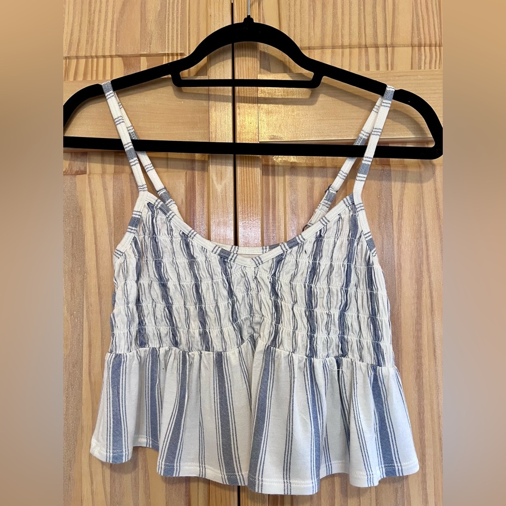 So juniors stripped cropped cami top blue white size XS